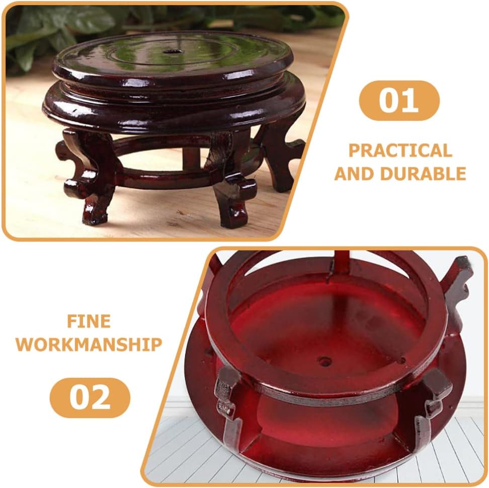 YARNOW Wooden Plant Stand, Rustic Flower Pot Base Holder Stool, Oriental Style Plant Saucer for Vase Display