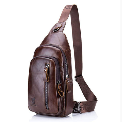 Xieben Vintage Leather Sling Chest Bag Crossbody Pack for Men Women Travel Outdoor Shoulder Pack Backpack Daypack