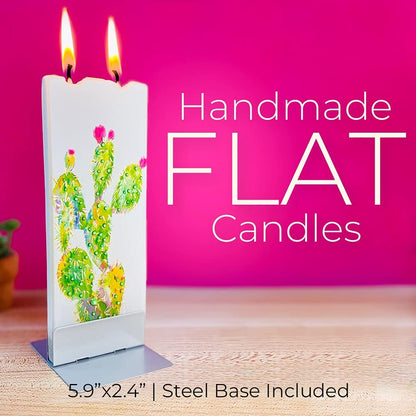 Jack-O'-Lantern Haunted House Handmade Flat Candle | Hand Painted, Unscented Decorative 2 Wick Candle for Home