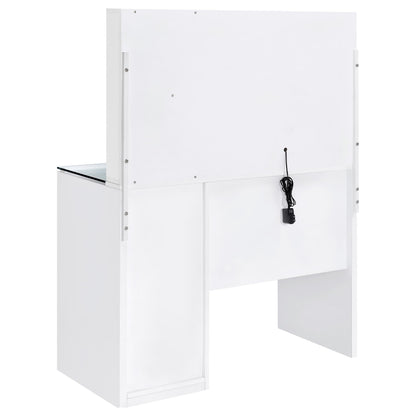Coaster Home Furnishings Flora 2-Drawer Vanity Set with Led Mirror White High Gloss