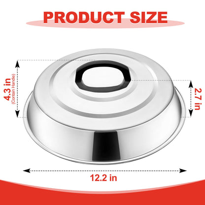 Round Basting Cover - 2 Pieces, 12.2 Inch Metal Steamer Dome Grill Accessories for Blackstone, Cheese Melting Dome for Griddle Cooking & Steaming, Good for Outdoor & Indoor