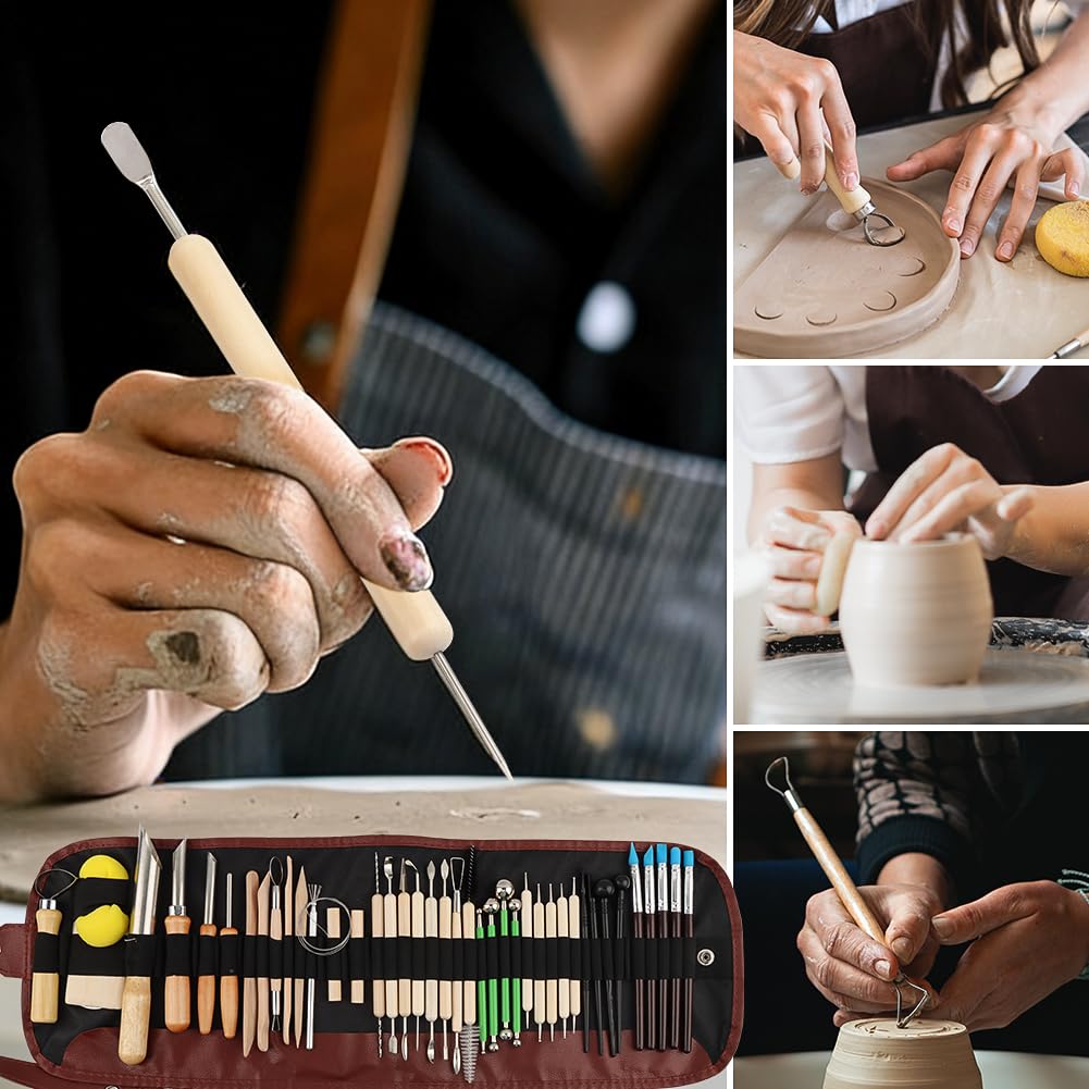 42PCS Clay Sculpting Tools Pottery Tools Kit, Clay Carving Tool Ceramic Tool for Sculpting for Beginners Professionals School Student Polymer ClayTool