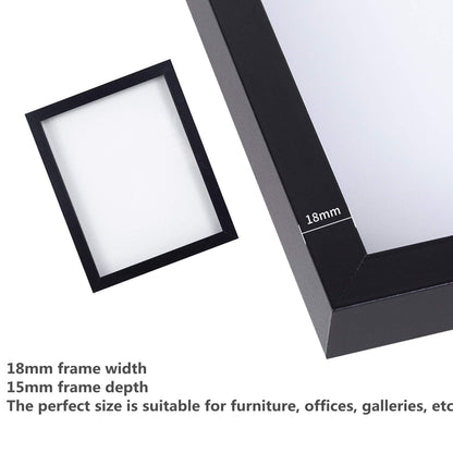 Muzilife 8x10 Shadow Box Frame Wood 3D Picture Frame with Glass Cover, Display Case for Wall-Hanging or Free-Standing Picture Showcase, Set of 3, Black