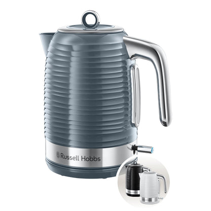 Russell Hobbs Inspire 24363-70 Kettle [1.7 L, 2400 W] Grey with High-Quality High-Gloss Structure (Quick Boil Function, Removable Limescale Filter, Water Level Indicator, Removable Lid)