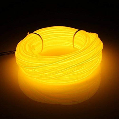 ABALDI EL Wire Rope Light Battery Powered Flexible Neon Light Electroluminescence Wire for Party Xmas Decoration(5m/16ft,Yellow)