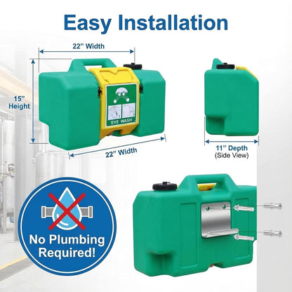 GOL-SIV Portable Eyewash Station - 8Gallon Eye Wash Stations Wall Mounted,OSHA-Approved Emergency Eyewash Station Unit,Lasting for 10 Minute,with Mirror&Dual Spray(30L)