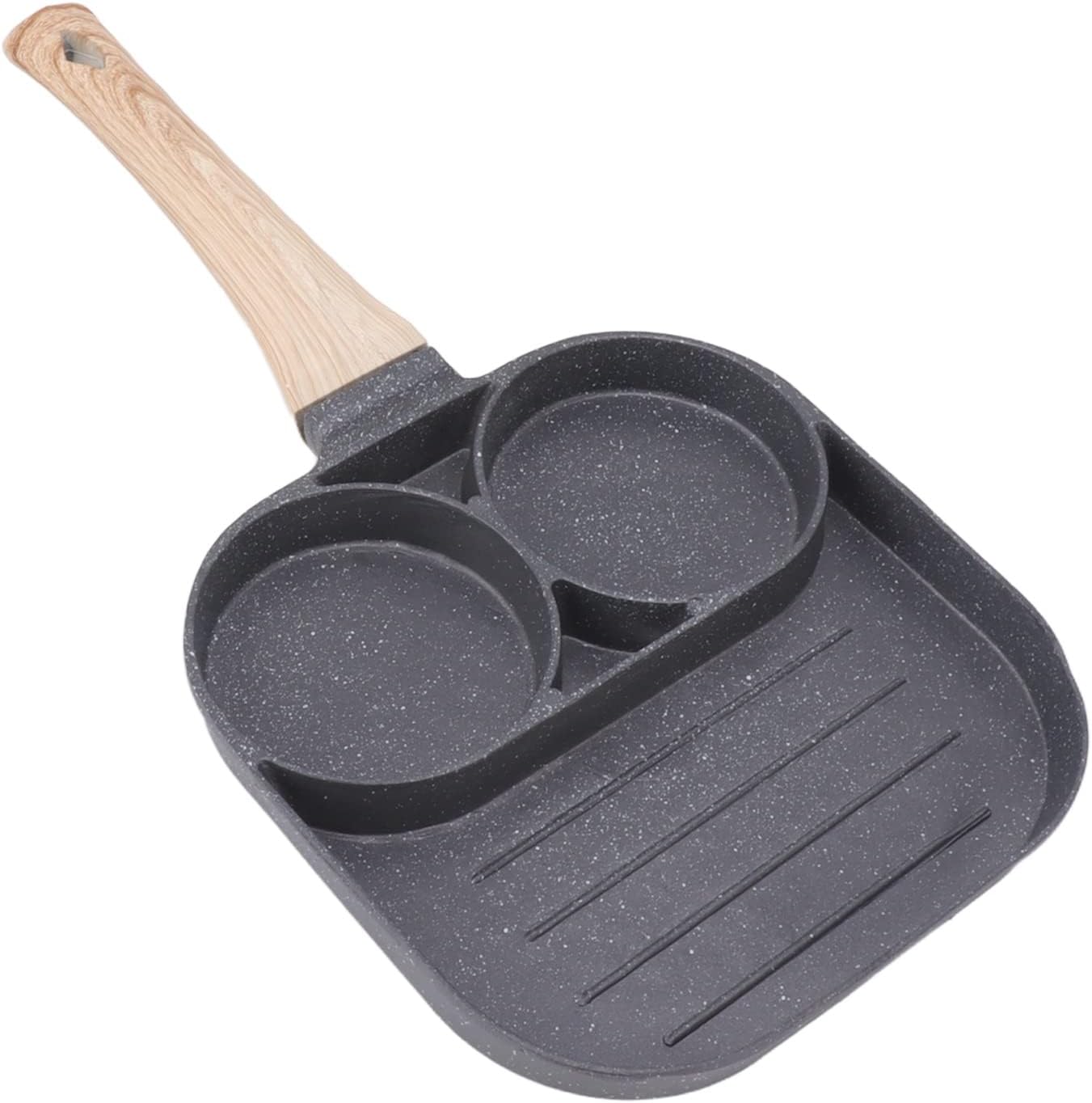 Nonstick Egg Pan, Aluminum Omelette Frying Pan, 2 Cups Pancake Pan for Breakfast