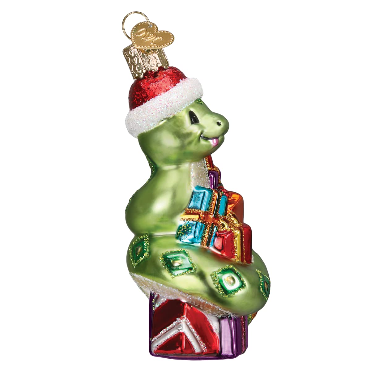 Old World Christmas Santa Snake Glass Blown Ornament for Christmas Tree, Handcrafted Holiday Decoration, Santa Collection