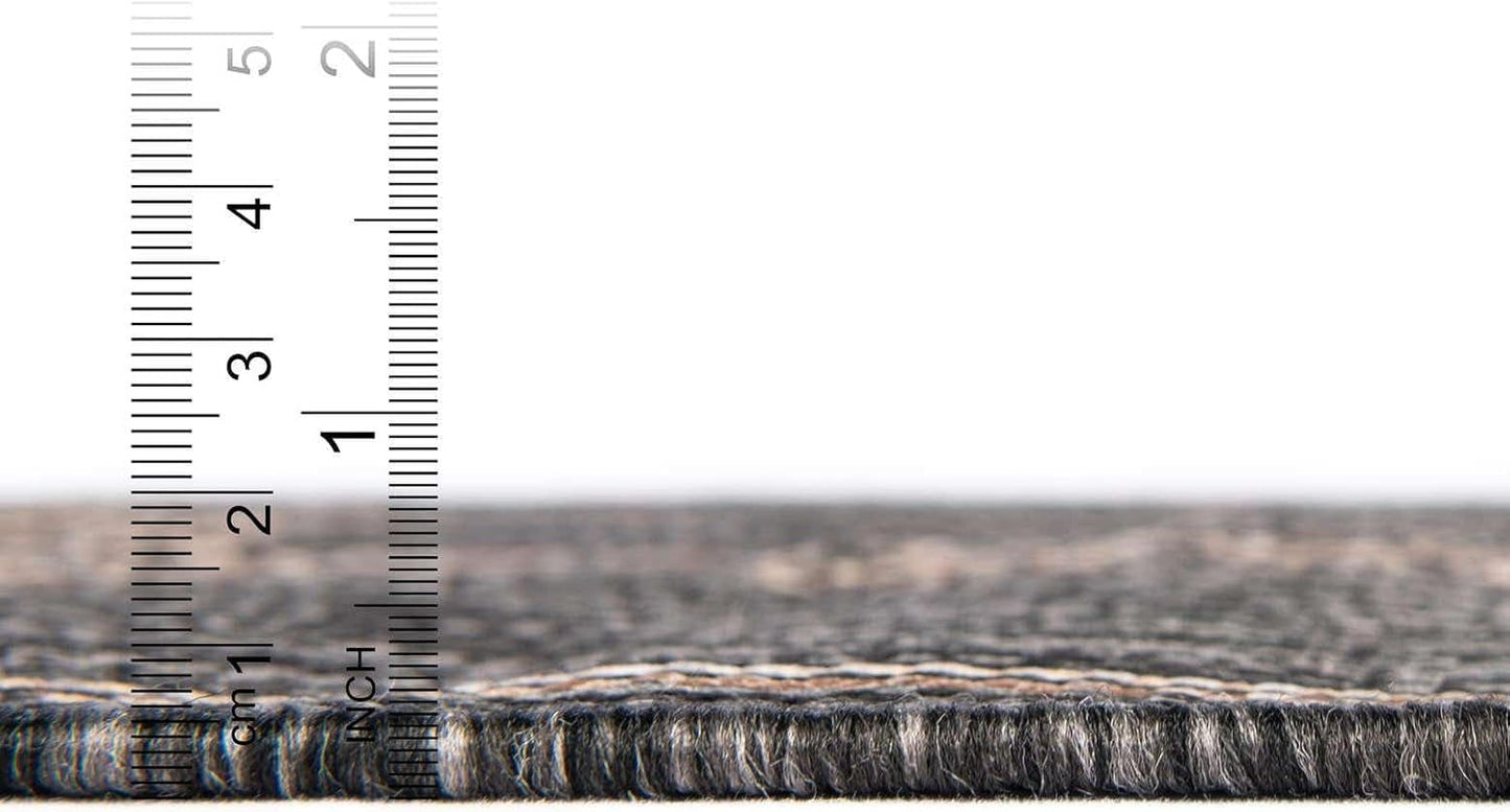 Unique Loom Outdoor Traditional Area Rug - Antique, 2' x 3' 1" Rectangle, Charcoal Gray/Natural Collection