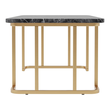 24/7 Shop at Home Scheben Modern Faux Marble Top 2-Piece Coffee Table Set with U-Shaped Metal Base for Living Room, Bedroom, Home Office, Gold Coating and Black