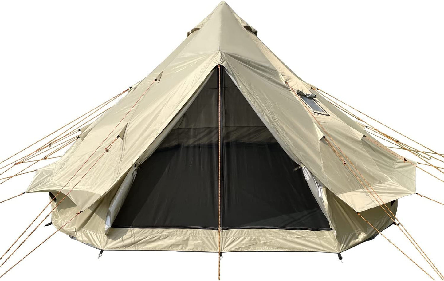 DANCHEL OUTDOOR B2 Portable Yurt with Stove Jack for All Year Living, 4 Season Bell Tent 6 Person Family Camping Glamping Party 300D Oxford Khaki,5m/16.4ft