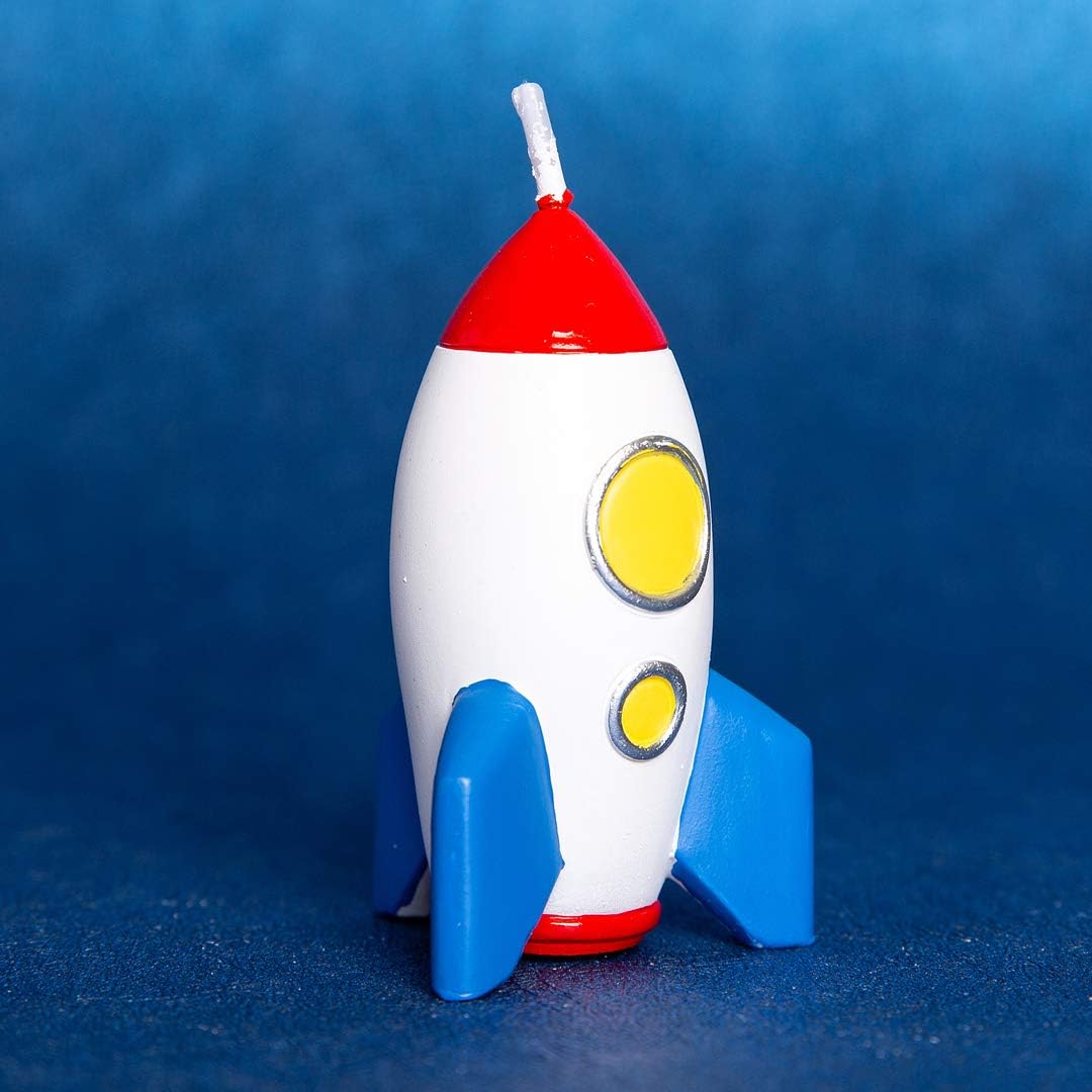 Spaceman Birthday Candle - Outer Space Theme Rocket Candle for Birthday Party