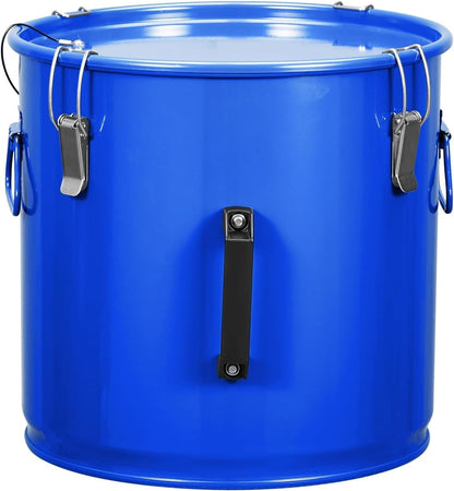 8 Gal Fryer Grease Bucket, Oil Disposal Caddy with Lid, Coated Carbon Steel Oil Filter Pot with Rust-Proof Coating, Fryer Oil Transport Container with Lock Clips & Filter Bag