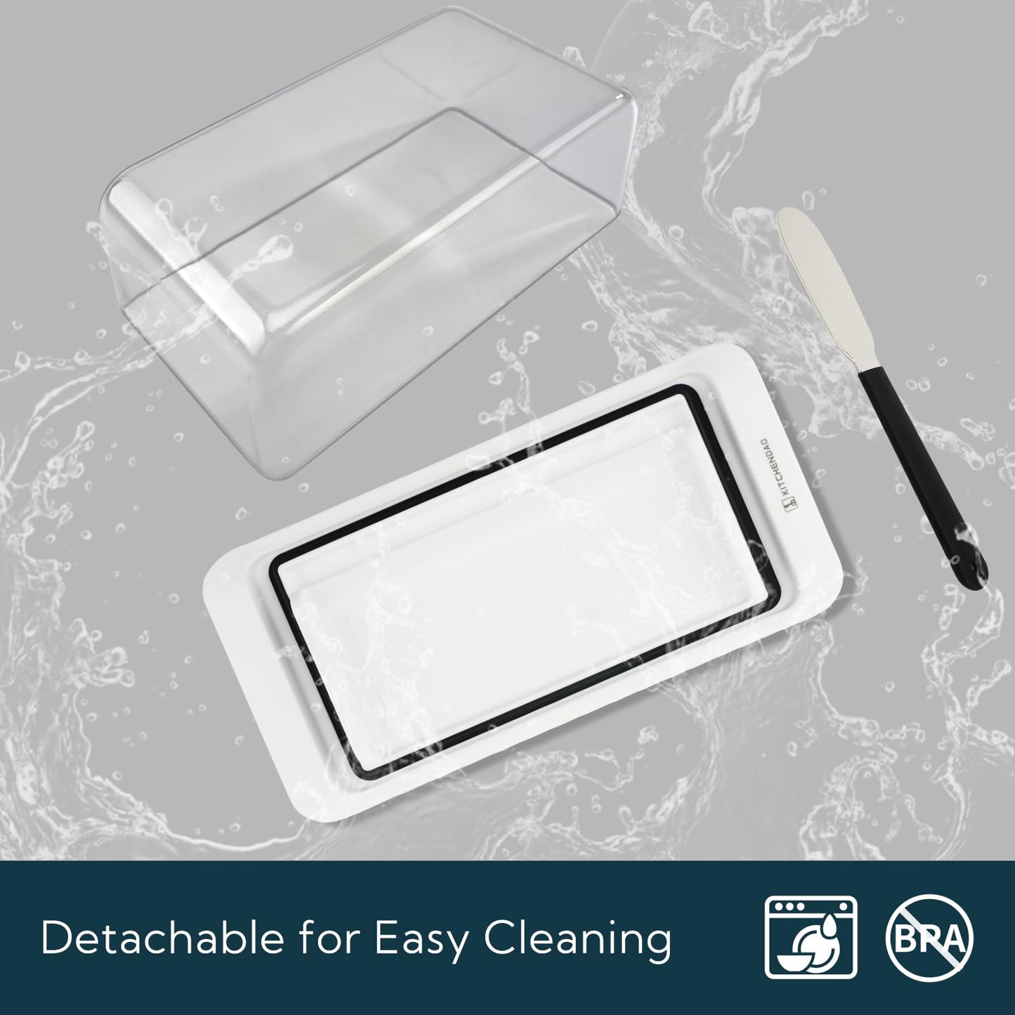 KITCHENDAO Airtight Butter Dish with Lid and Knife Spreader for Countertop and Refrigerator, Keep Butter Fresh, Easy Scoop, Dishwasher Safe, Plastic Butter Keeper Tray for West/ East Coast Butter