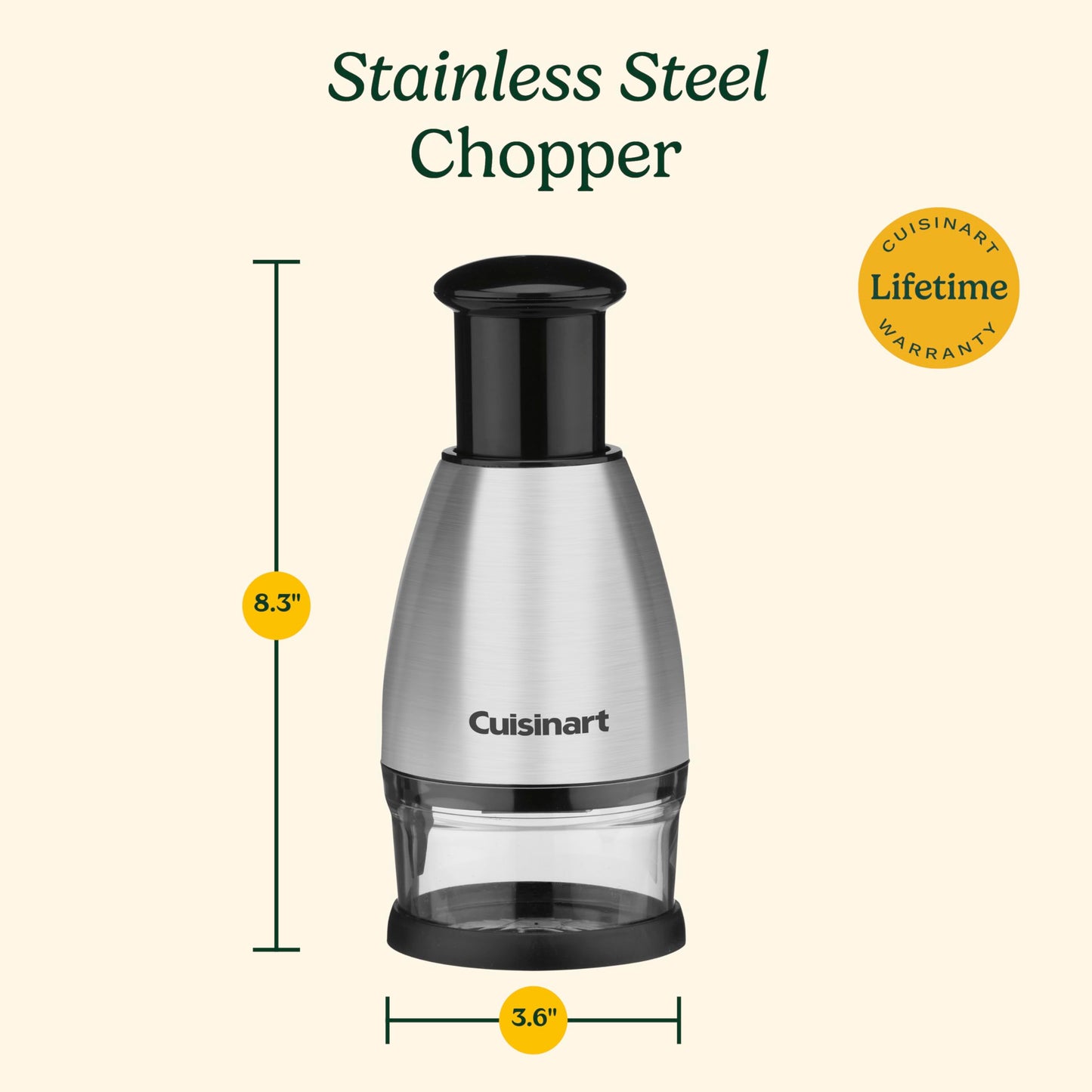 Cuisinart Chopper, Stainless Steel/Black, CTG-00-SCHP, 8.2" x 3.9" x 3.9"