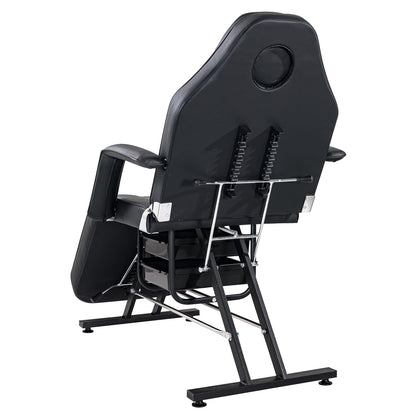 Massage Salon Tattoo Chair with Two Trays Esthetician Bed with Hydraulic Stool,Multi-Purpose 3-Section Facial Bed Table, Adjustable Beauty Barber Spa Beauty Equipment, Black