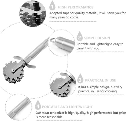 Hemoton Meat Tenderizer - Stainless Steel Meat Mallet Rolling Hammer for Steak, Beef, Chicken, Lamb, Minced Meat