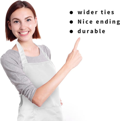 Syhood 18 Pack Adjustable Bib Aprons - White