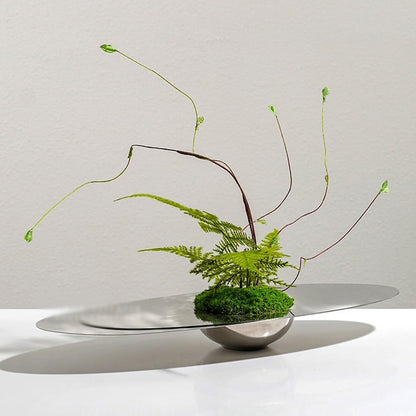 Bonsai Tree Pot for Fake Tree Light Luxury Hotel Living Room Table Floral Arrangement Stainless Steel Decoration Simulated Floral Arrangement for Office Living Room Greenery Decor