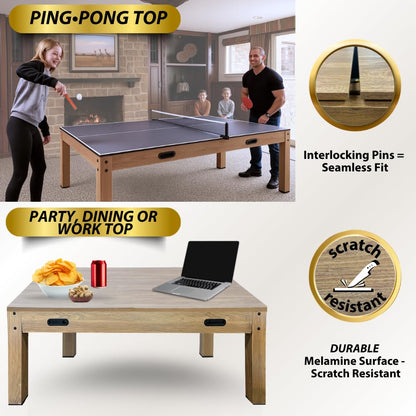 7ft Multi Game Table 4 in 1 Pool Table Ping Pong Table Air Hockey Combo Game Table Includes All Accessories for Game Room & Family