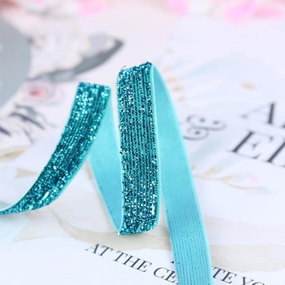 CABODYALS 50 Yards 3/8 Inch Turquoise Sequin Trim Light Blue Metallic Glitter Trim Single Sided Thin Sparkly Ribbons Bundle Rolls with Spool for Crafts Gift Wrapping Sewing Christmas Headbands DIY