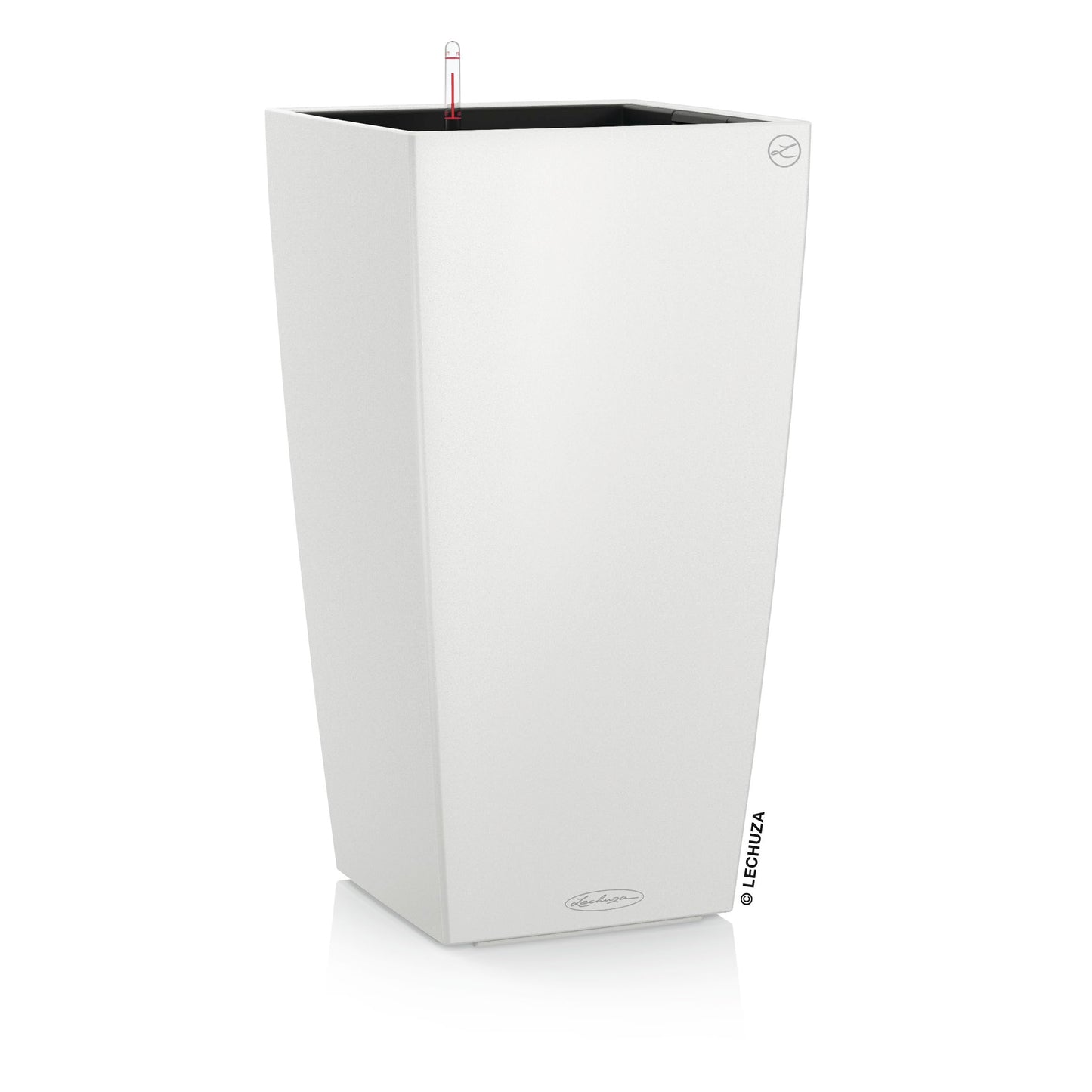 Lechuza Cubico Color 22 Self-Watering Planter with Water Level Indicator, White