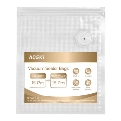 Reusable Vacuum Sealer Bags for Food: 30Pcs BPA-Free Reusable Vacuum Seal Bags with Air Valve & 2 Seal Clips, Plastic Clear Freezer Safe Vacuum Food Storage Bags, Microwaveable Seal Bags for Kitchen