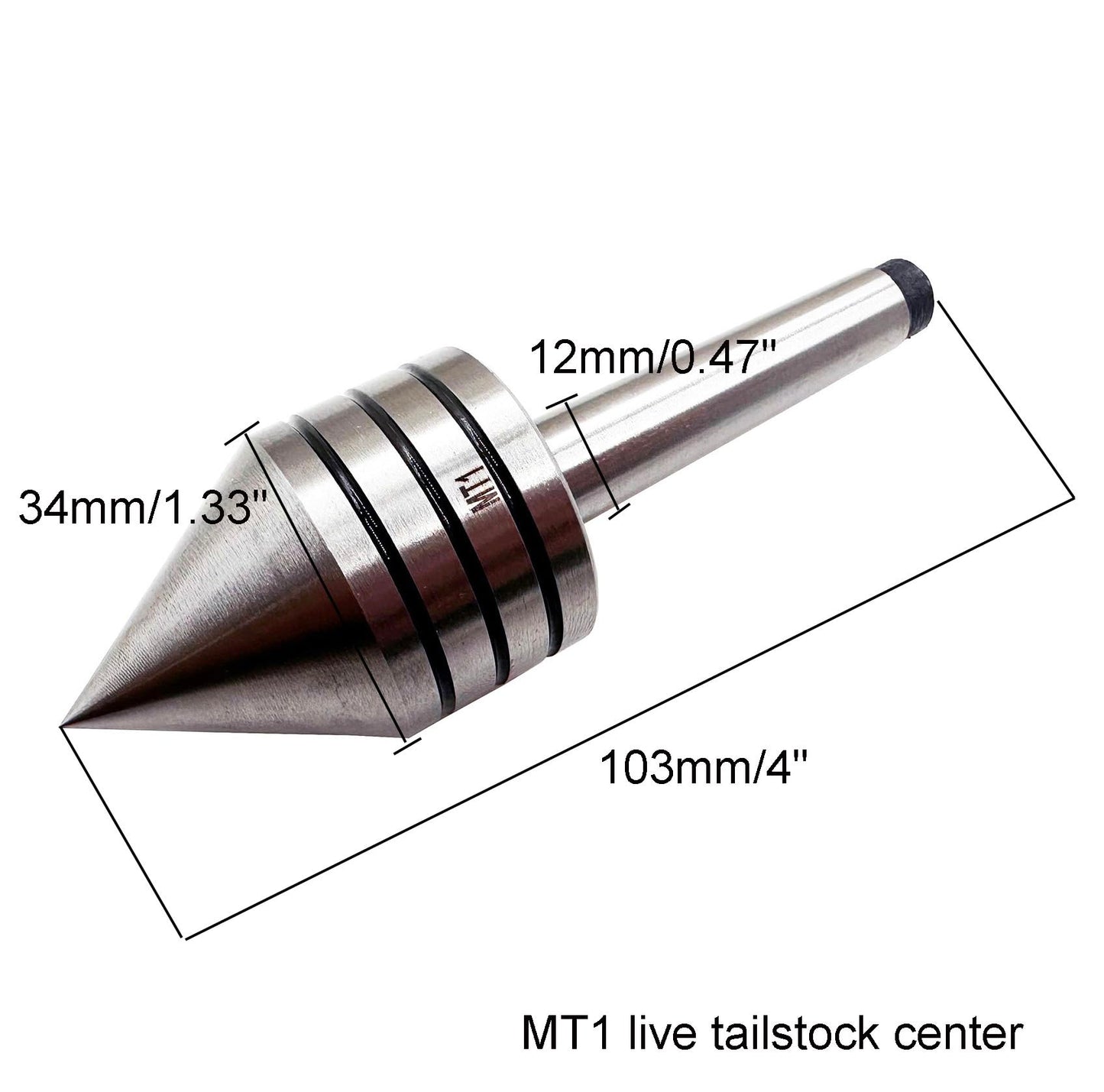 Wood Lathe Accessories MT1 Heavy Duty Live Tailstock Center Woodworking Wood Lathe Ball Bearing Rotary 60 Degree Point (MT1)