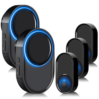 Wireless Doorbell - PHYSEN Waterproof Doorbell Chime Kits 2 receivers - Operating at 1300 ft Range - 58 Melodies 5 Volume Levels & LED Flash - Door Bells & Chimes Wireless for Home Classroom