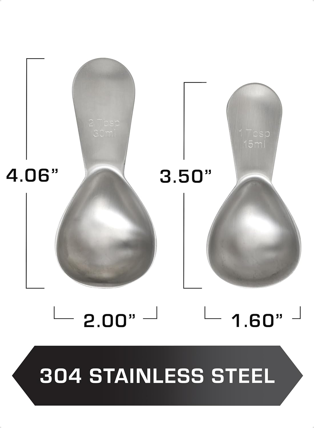 COLETTI Coffee Scoop Pack of 2 Tablespoon Scoop Stainless Steel Short Handle for Measuring Coffee