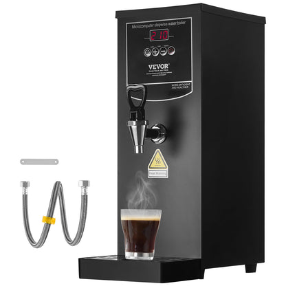 VEVOR Commercial Water Boiler, 10L Electric Hot Water Dispenser with 316 Stainless Steel Heating Tube, 1500W Step-by-step Fast Heating 50L/H Hot Water Boiler, for Coffee Tea Restaurant Office