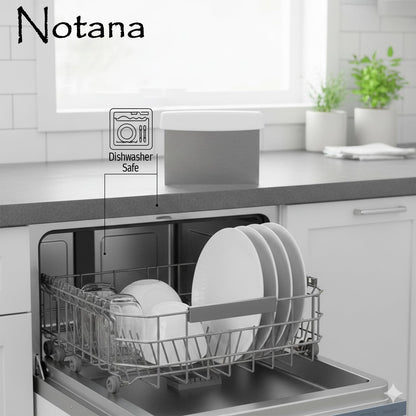 Notana Stainless Steel Dough Cutter and Bench Scraper with White Plastic Handle - Pastry Scraper and Dough Divider for Bread, Pizza, Pastry, Baking Prep, and for Kitchen Use (5 7/8" x 4 1/4")