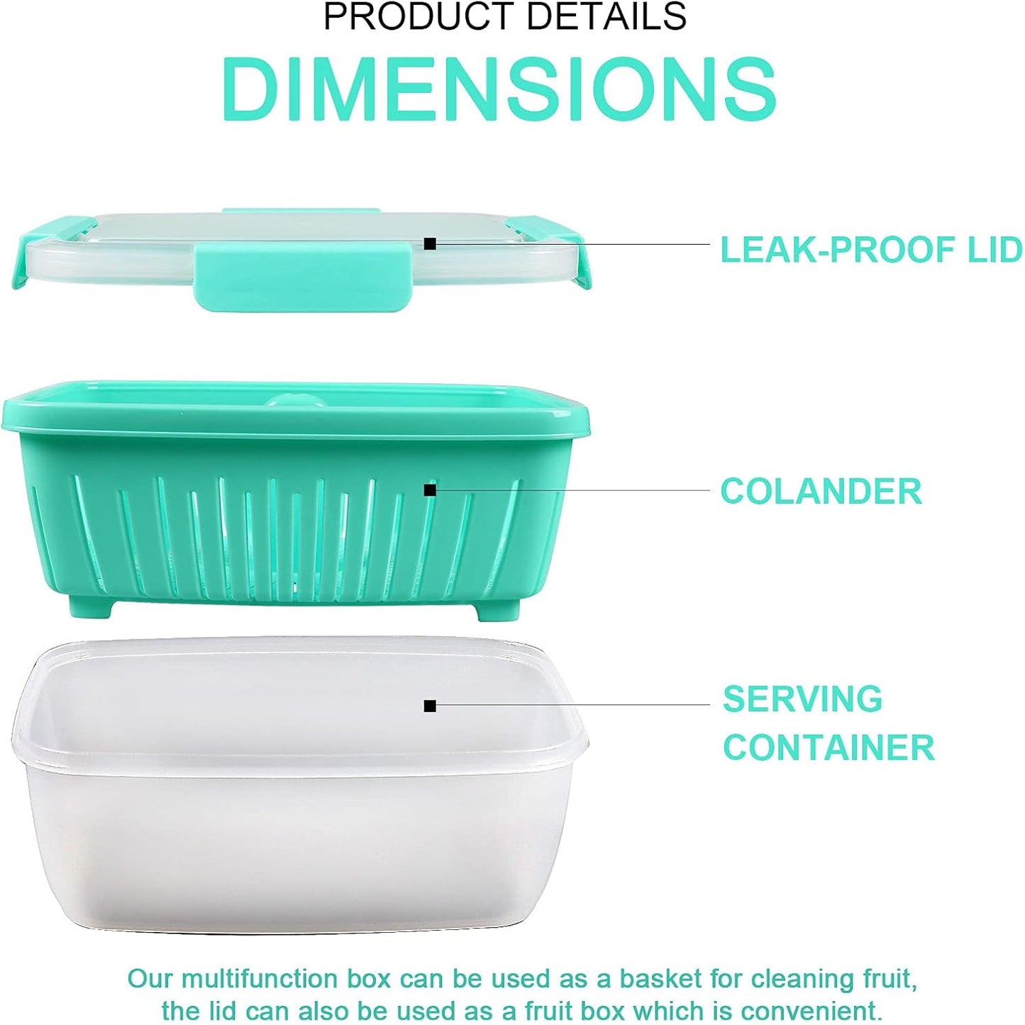 shopwithgreen 2 Pack 68oz Berry Keeper Containers, Removable Drain Colanders for Fresh Fruit and Vegetable Storage