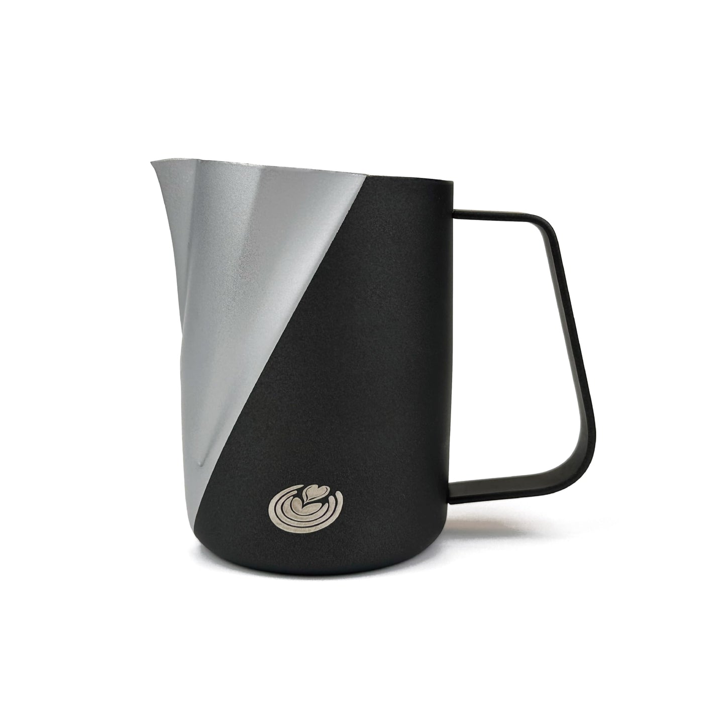 Barista Swag Curved Body Coffee Milk Frothing Cup for Espresso Machines Latte Art 500ml Steaming Pitchers (Matte Gray-Black)