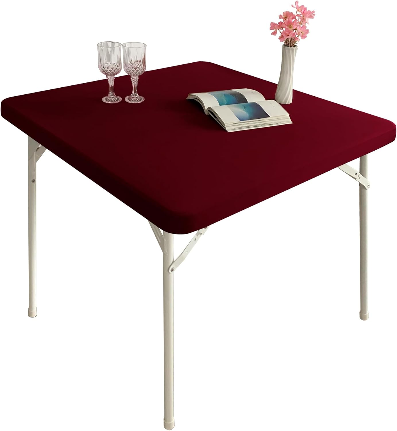 24x24 Inch, Cocktail Fitted Spandex Stretch Small Square Table Covers Elastic Tablecloth for Side Accent Table End