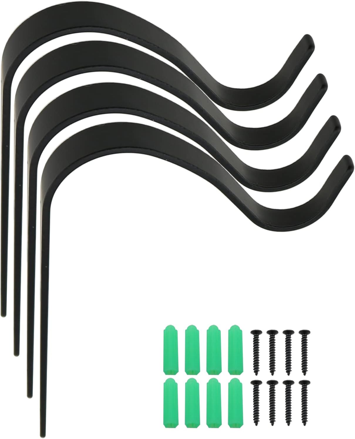 Iron Wall Hook 4PCS - Black Rustic Heavy-Duty Metal Hooks with Screws for Lanterns, Coats, and Plant Hangers