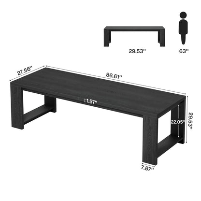 Tribesigns 86.61-Inch Dining Table for 6-8 People, Narrow Long Modern Kitchen Table with Pedestal Base, Farmhouse Extra Long Rectangular Dining Room Furniture, 27.56 x 86.61 x 29.53 Inches, Black