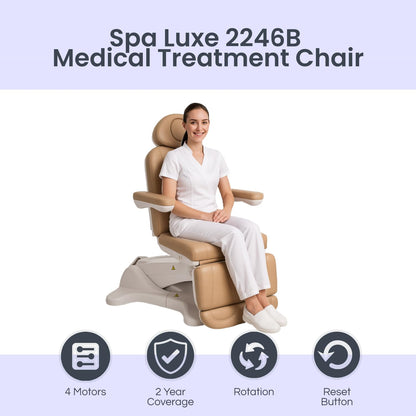 Spa Luxe - Spa Chair for Esthetician, Electric Facial Bed with 240° Rotation, 4 Motors, and Adjustable Headrest, Professional Medical Spa Exam Chair - 2246B, (Black)