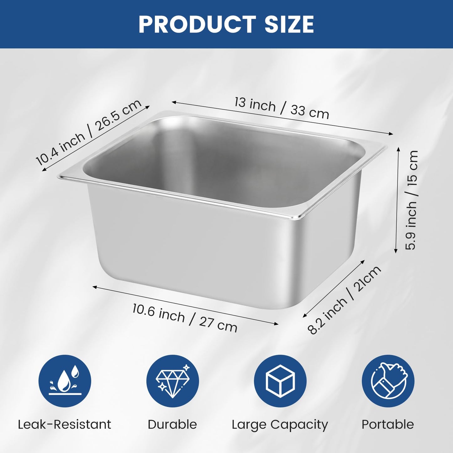 2 Pack Ice Bucket for Freezer,Freezer Ice Bin (large),Ice Buckets for Parties,Champagne Bucket,Stainless Steel Ice Bin for Freezer,Suitable for parties, picnics,and kitchen storage