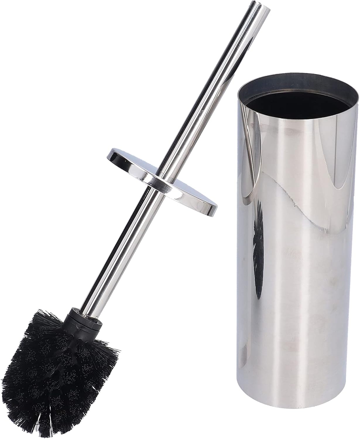Toilet Brush and Holder Set, Stainless Steel Long Handle Toilet Bowl Cleaner, Soft Toilet Cleaning Brush (Silver)