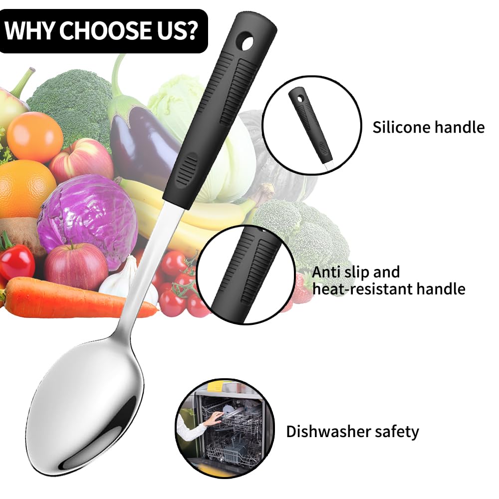 Stainless Steel Serving spoons set with Slotted Spoon.Serving Spoon and Perforated Spoon, kitchen cooking serving utensils set cooking spoon