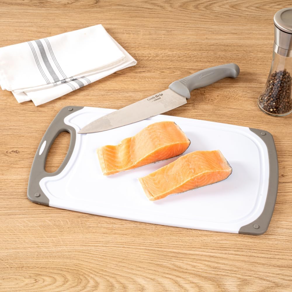 Restaurantware Comfy Grip Cutting Board Set, 3-Piece Food-Grade Kitchen Board Set with TPR Border and Handle