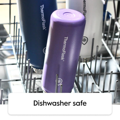 ThermoFlask Stainless Steel Water Bottles 2-Pack - Double-Wall Vacuum Insulated 24 oz BPA-Free Spout Lids - Keeps Drinks Cold 24 Hrs, Hot 12 Hrs - Leakproof, Dishwasher Safe, Mayan Blue/Black
