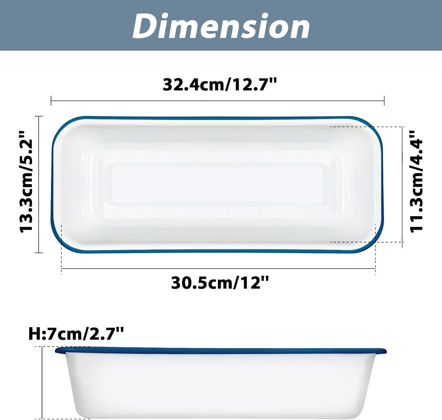12 4.5 Inches Webake Large Enamel Bread Pan, Long Banana Bread Loaf Pan for Baking, Non-Stick Rectangle Cake Pan