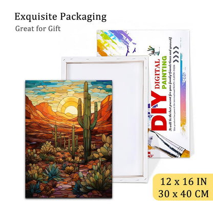 Natuyalo Paint by Numbers for Adults with Framed on Canvas, Wilderness Landscape Paint by Numbers Kits for Beginners, Cactus DIY Acrylic Painting Kits with Frame Ideal Gift (12x16 Inch)