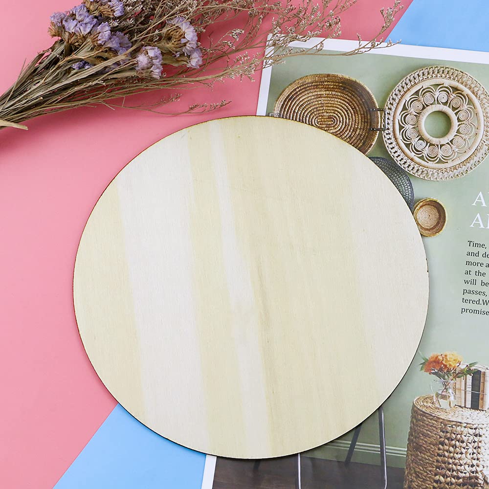 ISUSSER 20Pcs 8 Inch Wood Rounds for Crafts, Unfinished Wood Circles Discs Blank Wood Signs to Paint, DIY Supplies, Home Christmas Halloween Decorations