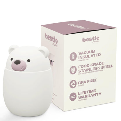 asobu Bestie Foodie Kids Insulated Food Jar – Cute Character Lunch Container for Children, BPA-Free Stainless Steel, Leakproof & Vacuum Sealed, Keeps Food Hot or Cold, Easy to Clean, 16oz