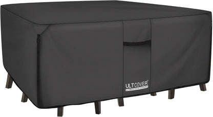 ULTCOVER Heavy Duty Rectangular Patio Table and Chair Cover - Waterproof 76" L x 54" W x 28" H, Black