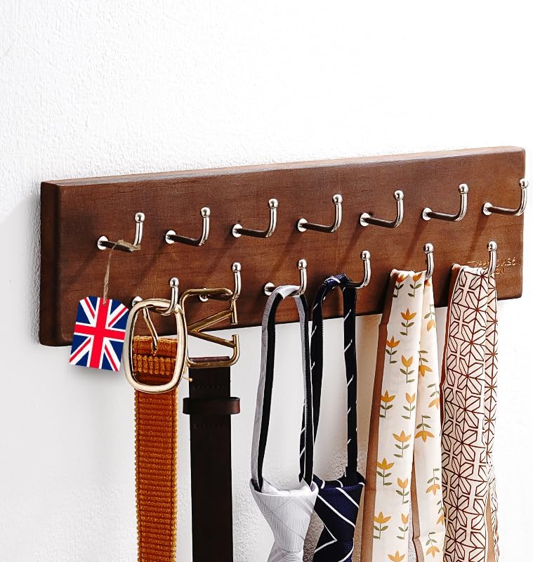 28 Closet, 4.25''Hx16''L Treehouse Belt Organizer Rack, Holds Over Large Belts, Sturdy Metal & Sturdy Wood Storage