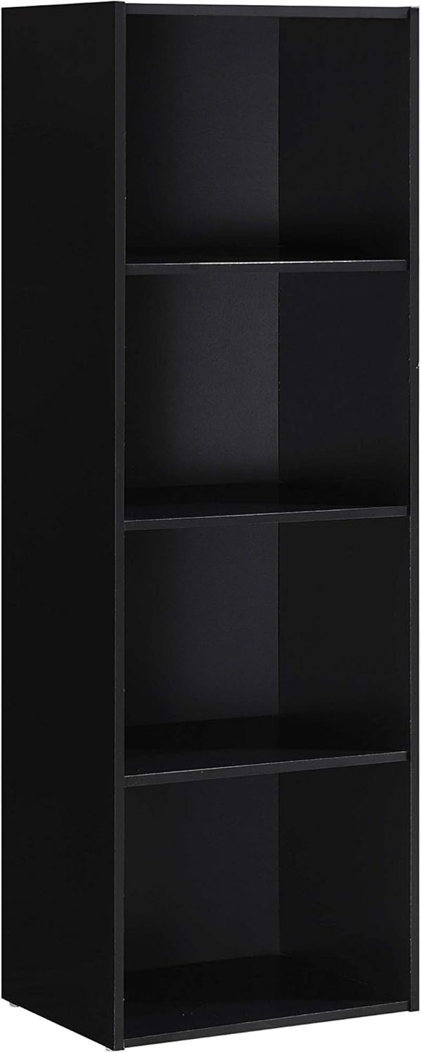 Hodedah 4-Shelf Bookcase in Black